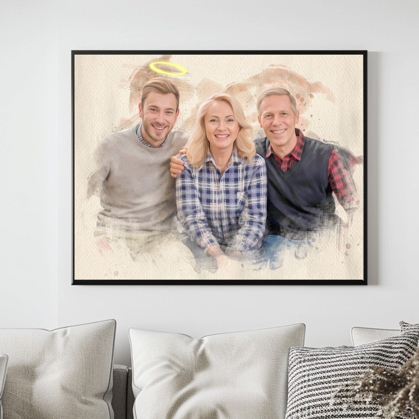 Add Deceased Loved One to Photo | Custom Framed Canvas Paintings with Deceased Loved Ones
